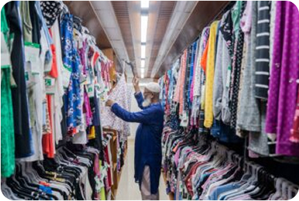 Garments on racks in showroom